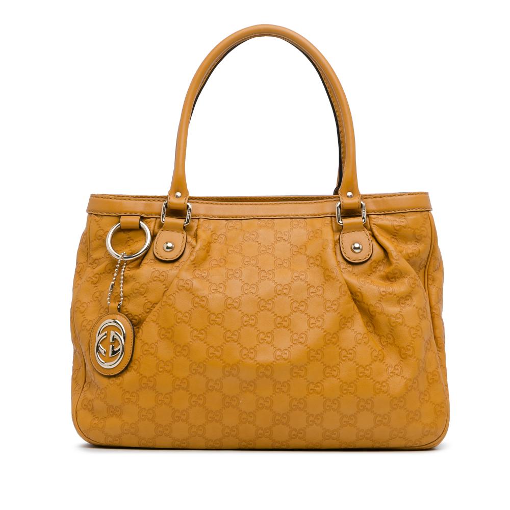 Gucci AB Gucci Yellow Calf Leather Guccissima Sukey Tote Italy