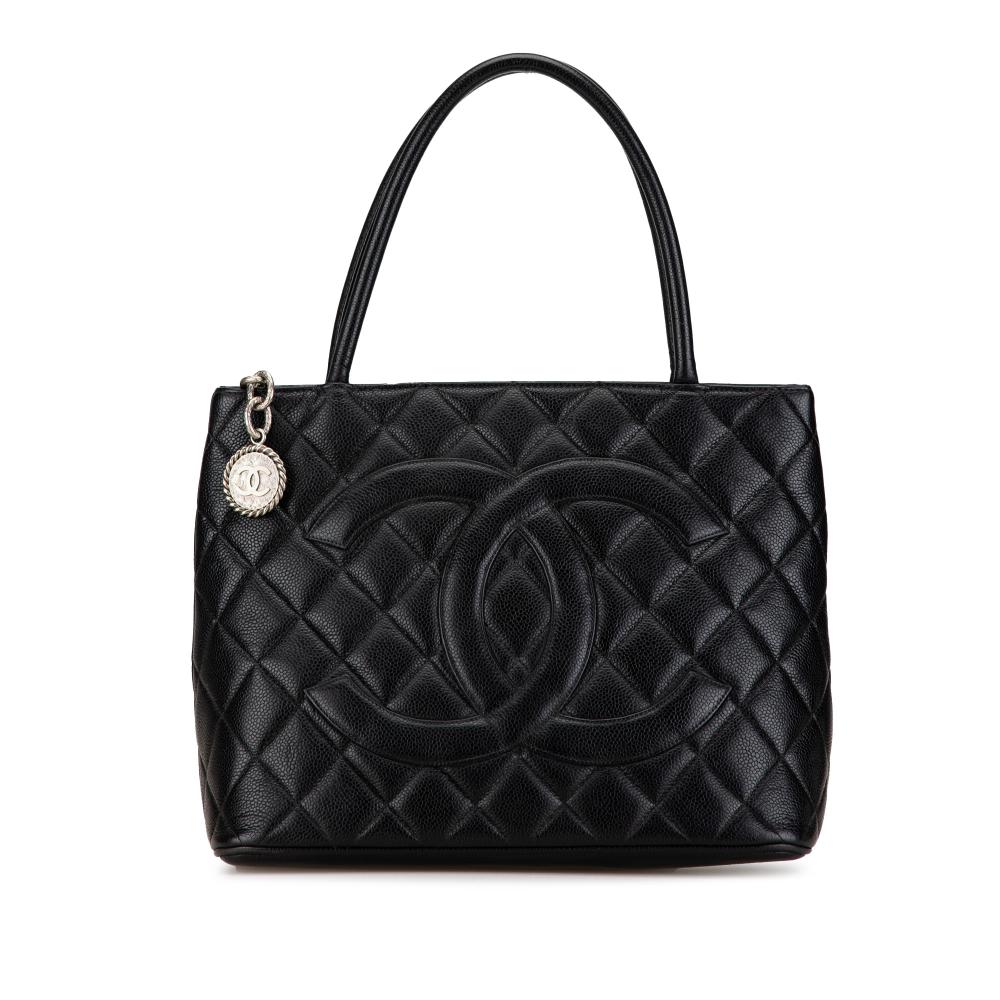 Chanel B Chanel Black Caviar Leather Leather Caviar Medallion Tote France