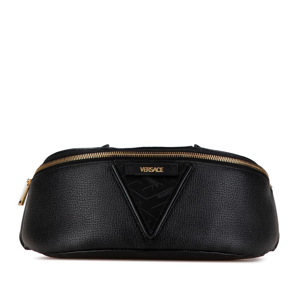 Versace B Versace Black Calf Leather V Greca Signature Belt Bag Italy