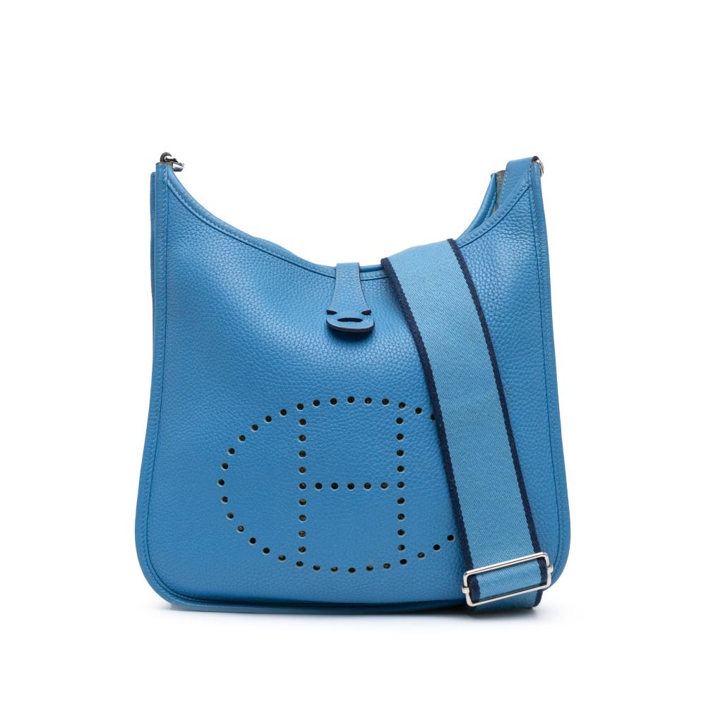 Hermès B Hermès Blue Calf Leather Clemence Evelyne III PM France