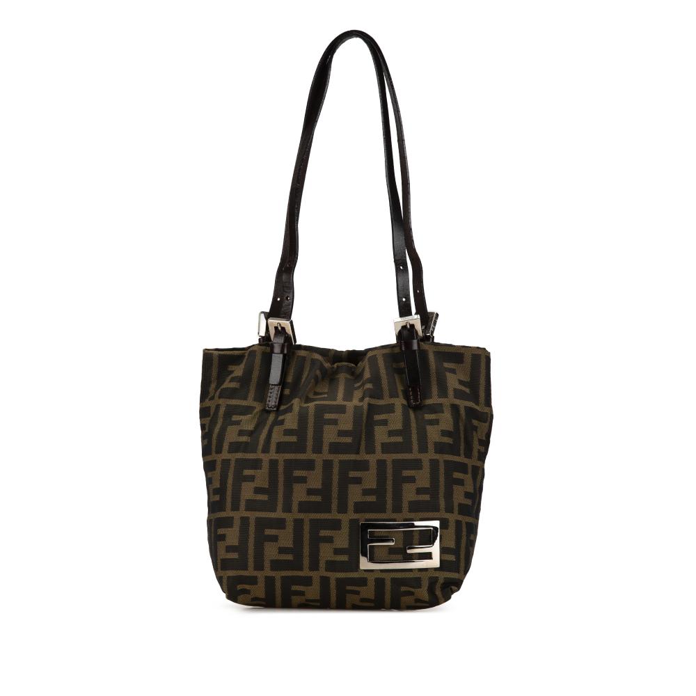 Fendi B Fendi Brown Canvas Fabric Zucca Tote Italy