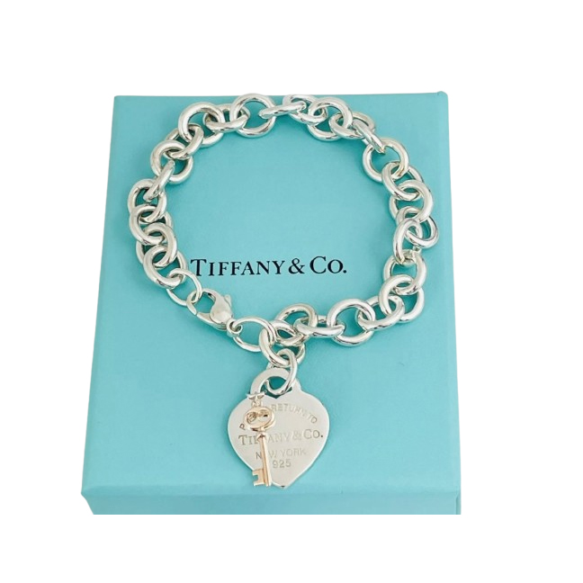 Tiffany & Co Retourner à Bracelet Tiffany avec breloque en forme de cœur et clé Rubedo