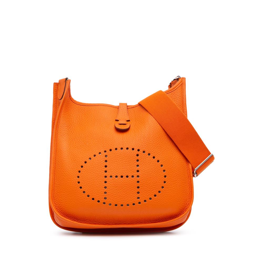 Hermès AB Hermès Orange Calf Leather Clemence Evelyne III PM France