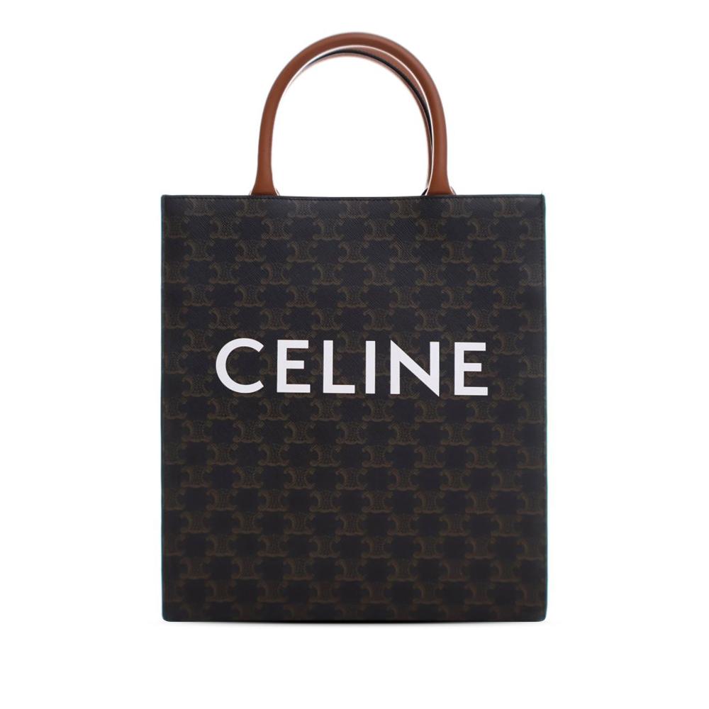 Celine AB Celine Black Coated Canvas Fabric Small Triomphe Cabas Vertical Tote Italy