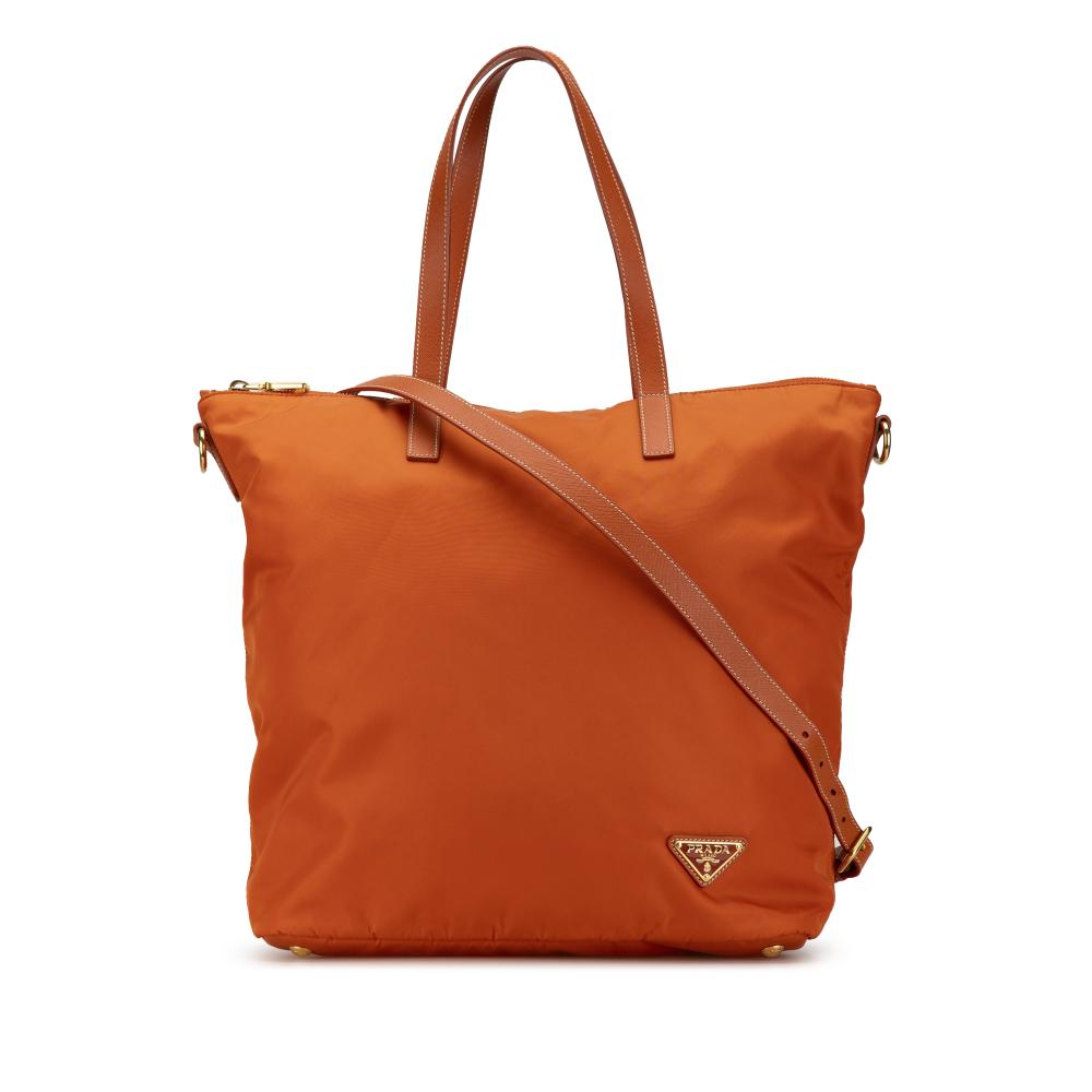 Prada B Prada Orange Nylon Fabric Tessuto Satchel Italy