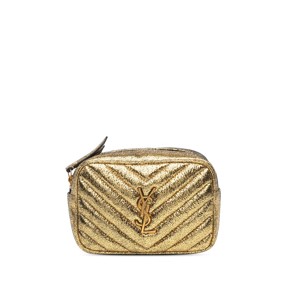 Saint Laurent AB Saint Laurent Gold Calf Leather Monogram Metallic skin Matelasse Lou Belt Bag Italy