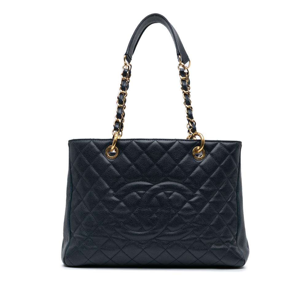 Chanel B Chanel Blue Navy Caviar Leather Leather Caviar Grand Shopping Tote Italy