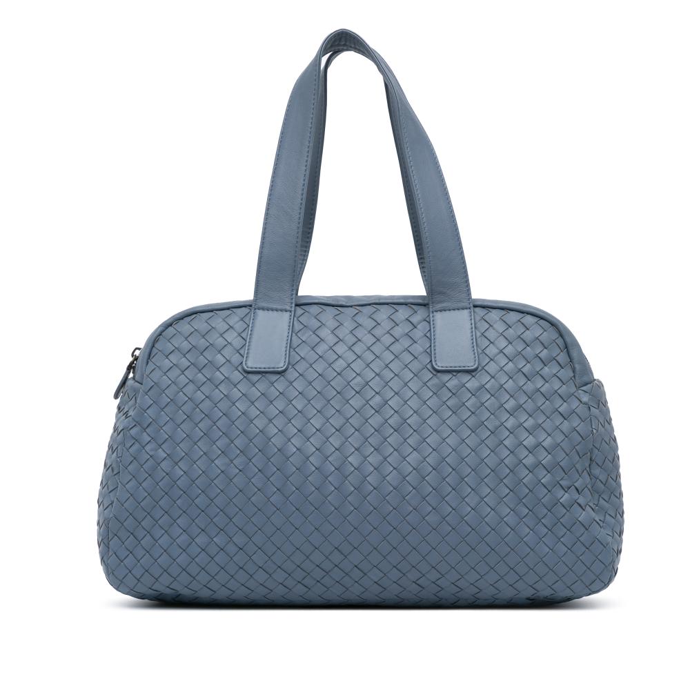 Bottega Veneta B Bottega Veneta Blue Light Blue Calf Leather Intrecciato Shoulder Bag Italy