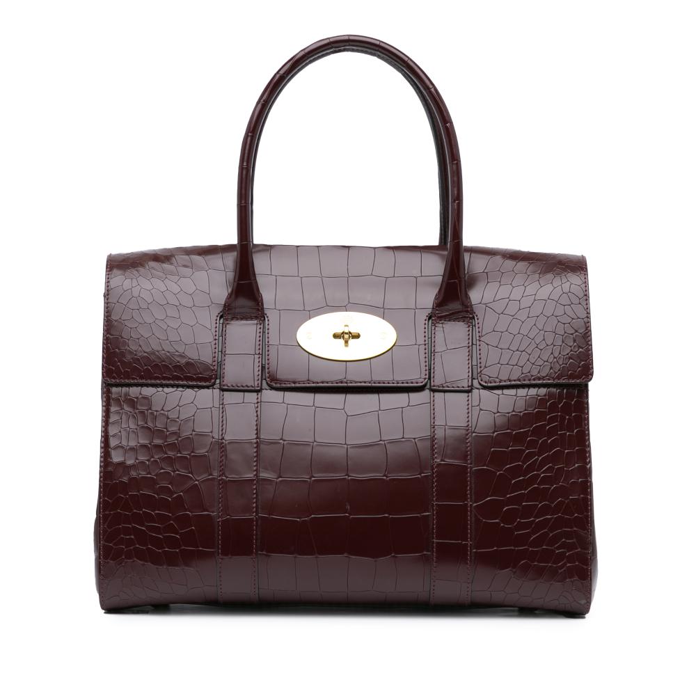 Mulberry AB Mulberry Red Bordeaux Calf Leather Embossed skin Bayswater Tote Turkey