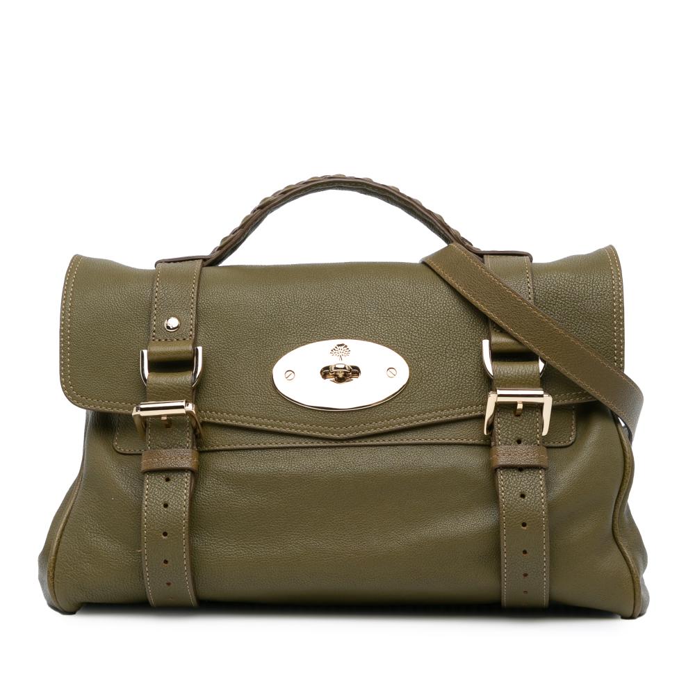 Mulberry B Mulberry Green Olive Green Calf Leather skin Alexa Satchel Turkey