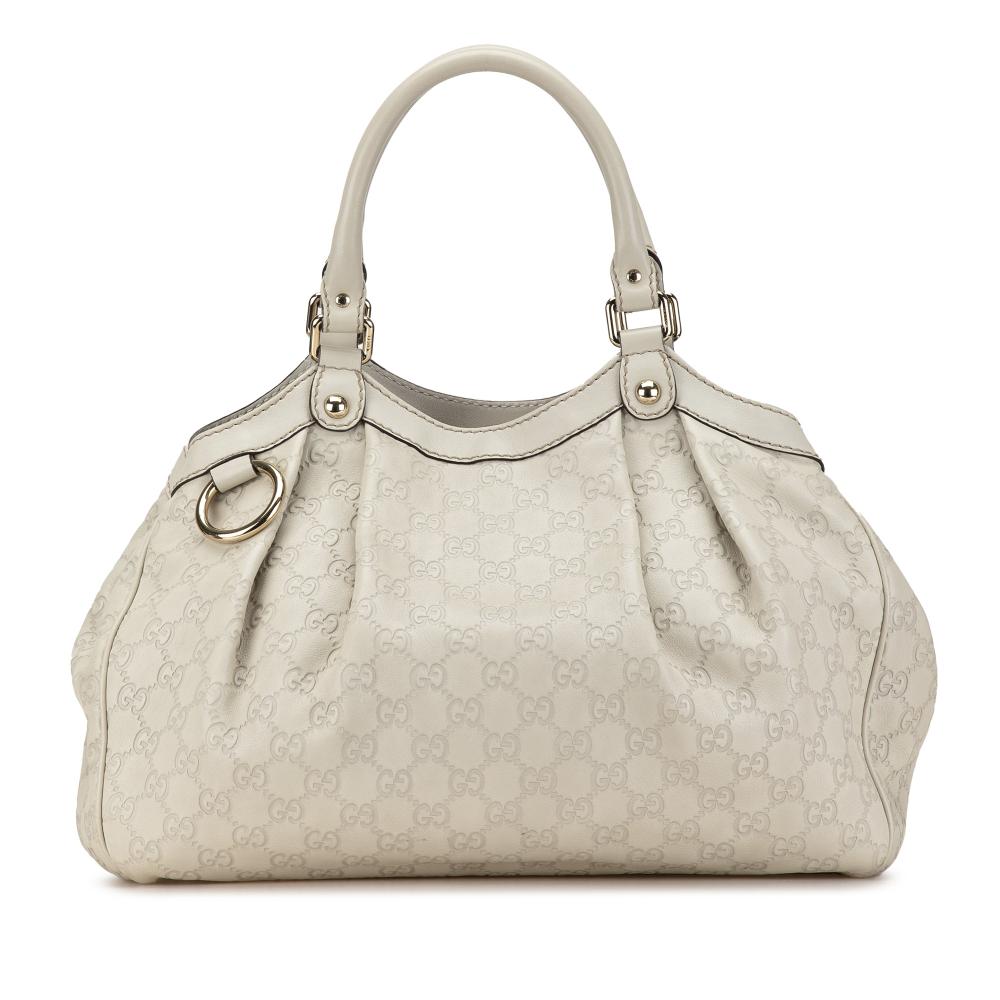 Gucci B Gucci White Calf Leather Guccissima Sukey Tote Italy