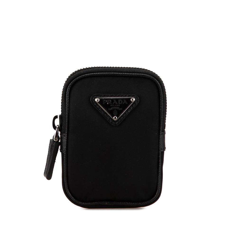 Prada AB Prada Black Nylon Fabric Re Pouch Key Chain Italy