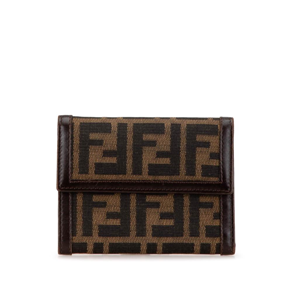 Fendi B Fendi Brown Canvas Fabric Zucca Small Wallet Italy