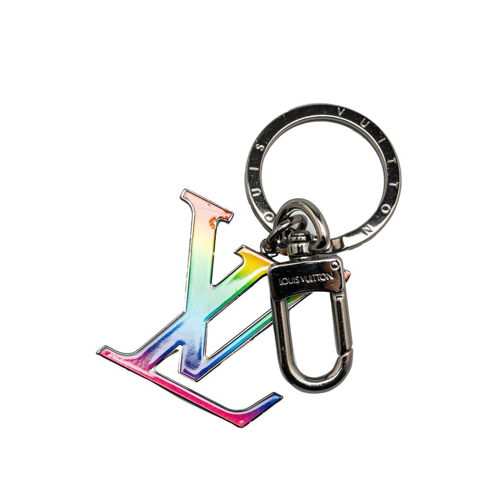 Louis Vuitton AB Louis Vuitton Silver Brass Metal Silver Plated LV Rainbow Key Ring and Bag Charm Italy