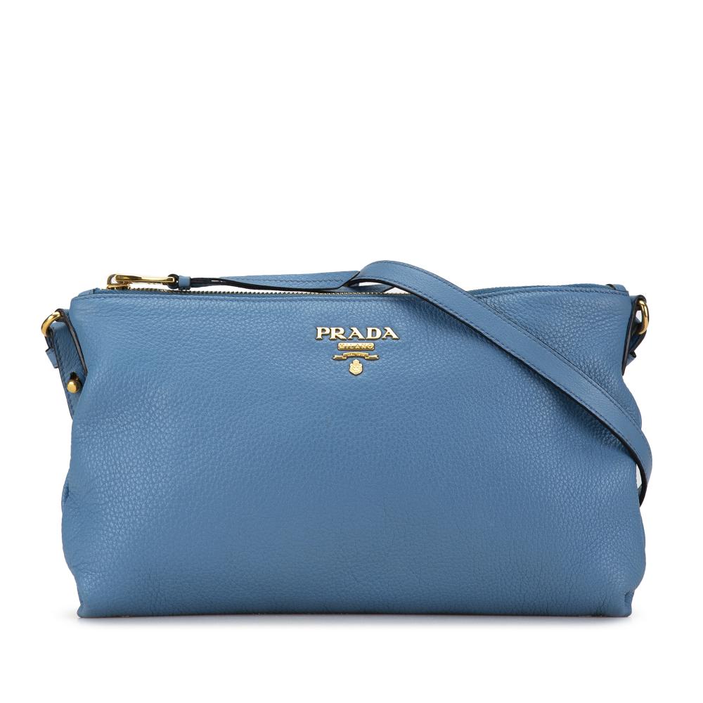 Prada B Prada Blue Calf Leather Vitello Daino Crossbody Romania