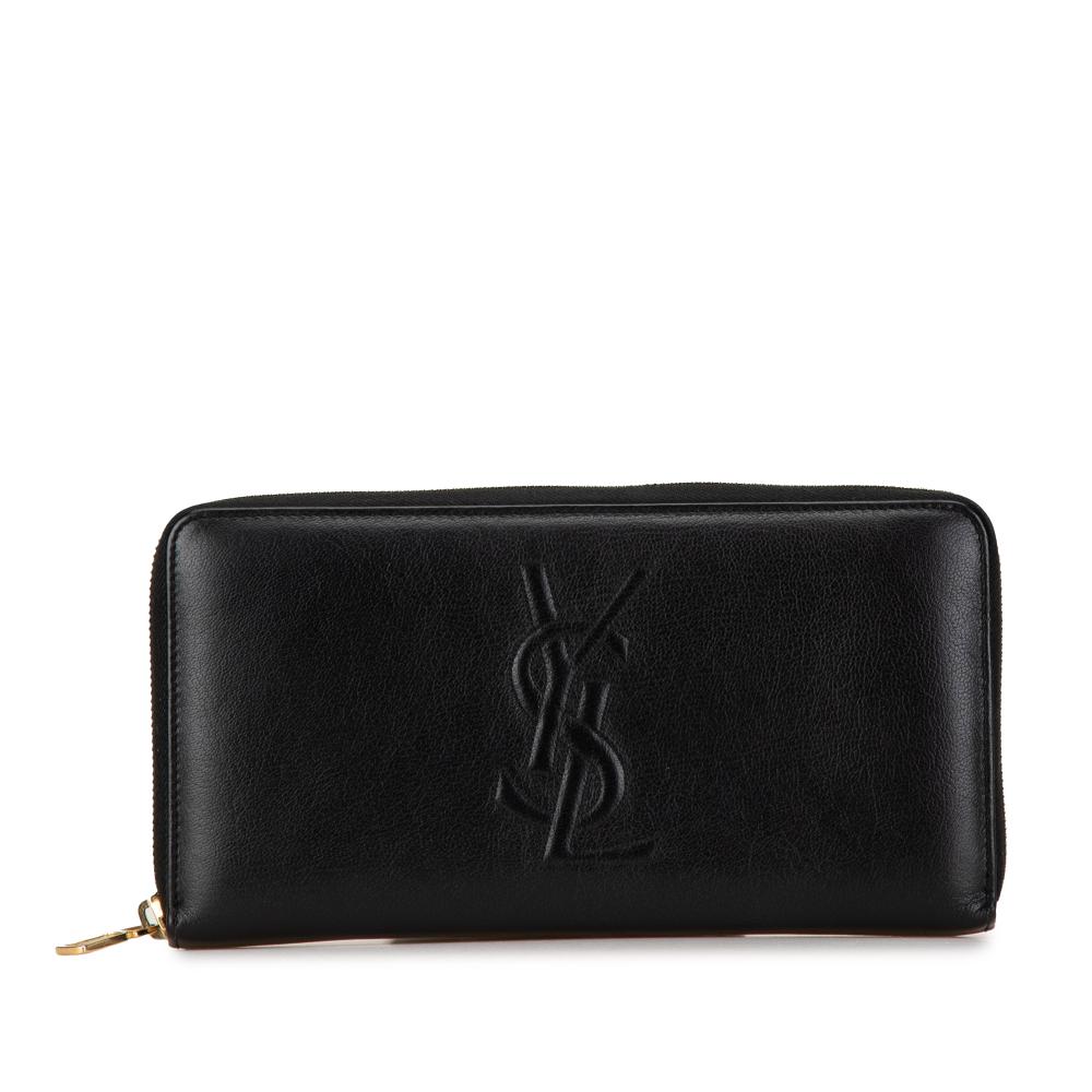 Saint Laurent B Yves Saint Laurent Black Calf Leather Belle De Jour Zip Around Wallet Italy