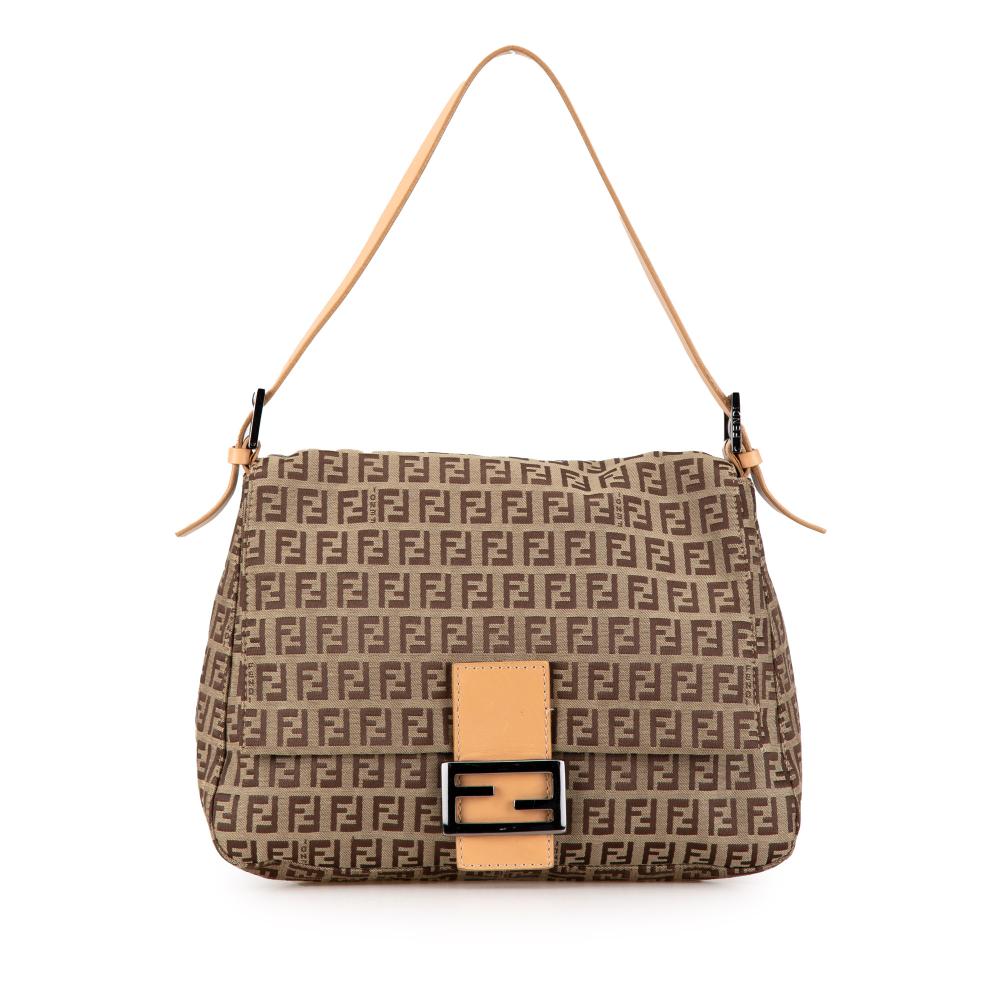 Fendi B Fendi Brown Light Brown Canvas Fabric Zucchino Mamma Forever Italy