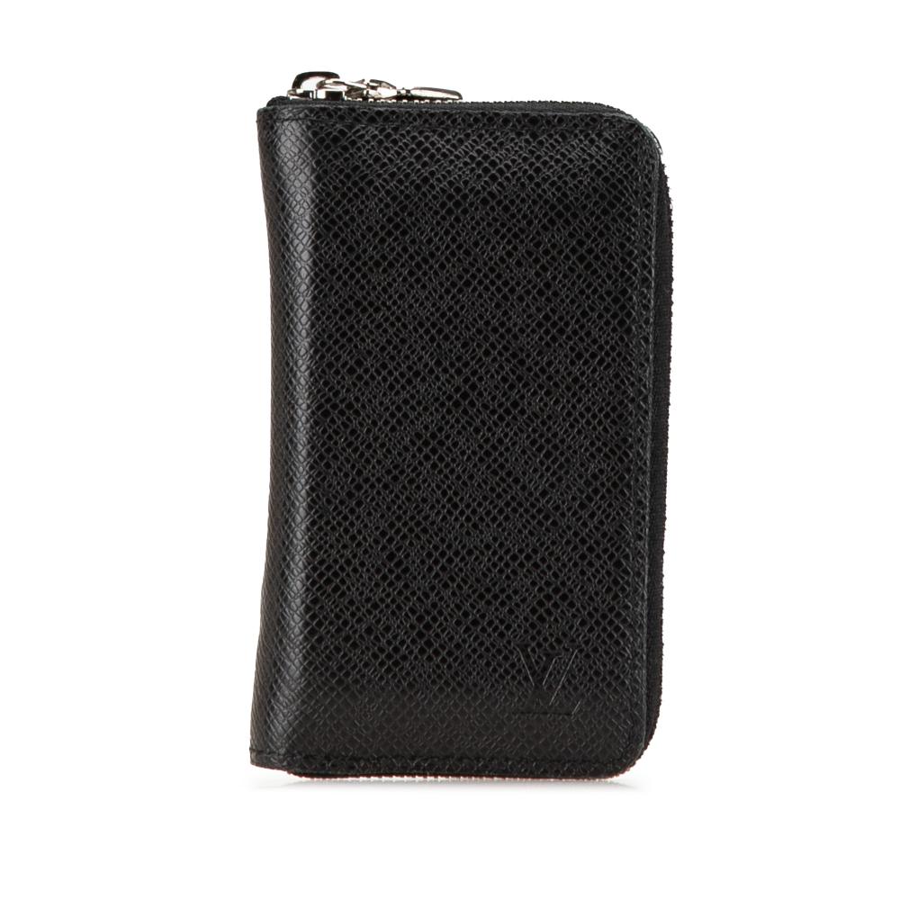 Louis Vuitton AB Louis Vuitton Black Taiga Leather Leather Taiga Zippy Coin Purse France