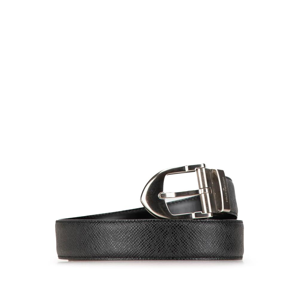 Louis Vuitton AB Louis Vuitton Black Taiga Leather Leather Taiga Ceinture Classique Belt Spain