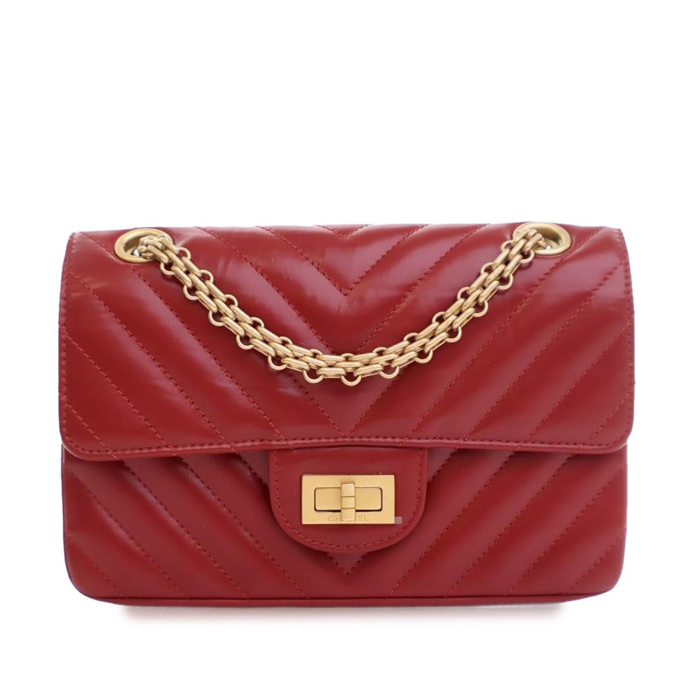 Chanel AB Chanel Red Calf Leather Reissue 2.55 Chevron skin Single Flap 224 France