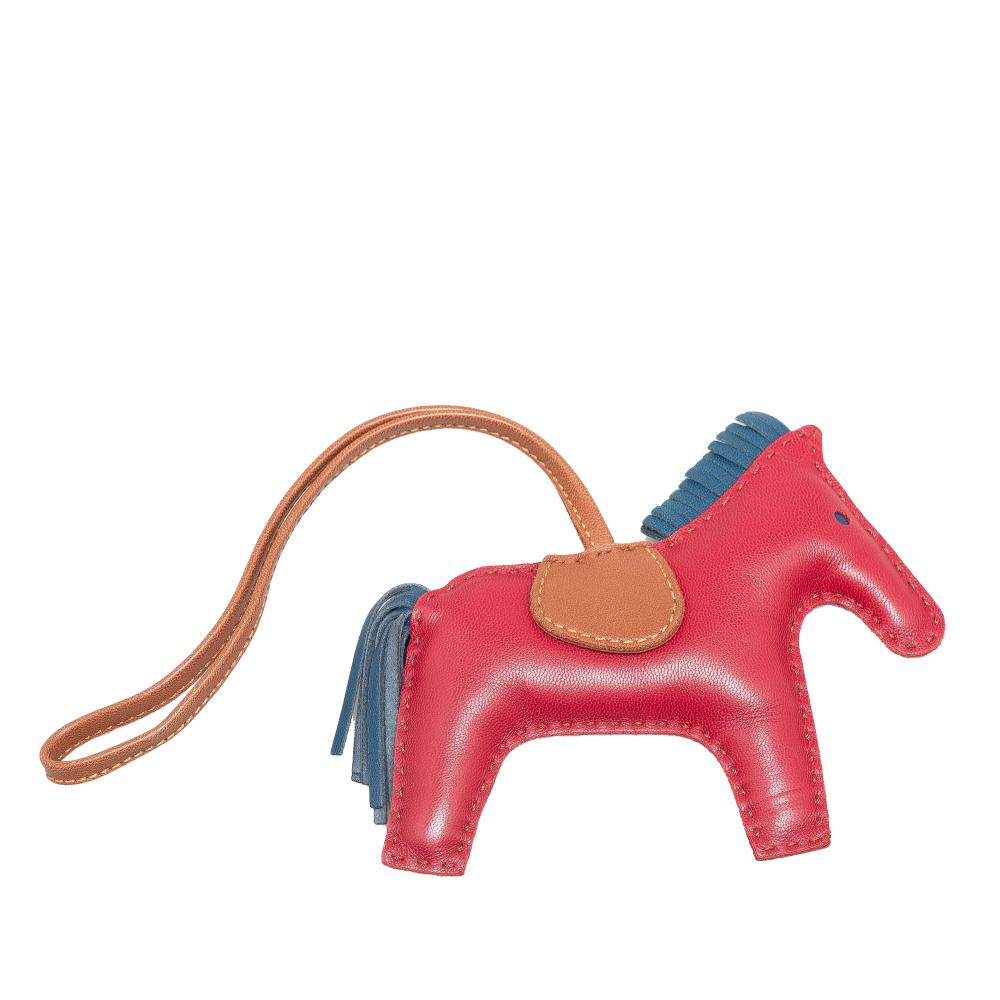 Hermès B Hermès Red with Multi Lambskin Leather Leather Milo Lambskin Grigri Rodeo Bag Charm PM France