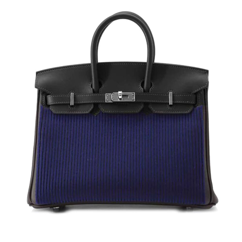 Hermès A Hermès Blue Dark Blue Calf Leather Swift and Cote-a-Cote Tuffetage Birkin Retourne 25 France