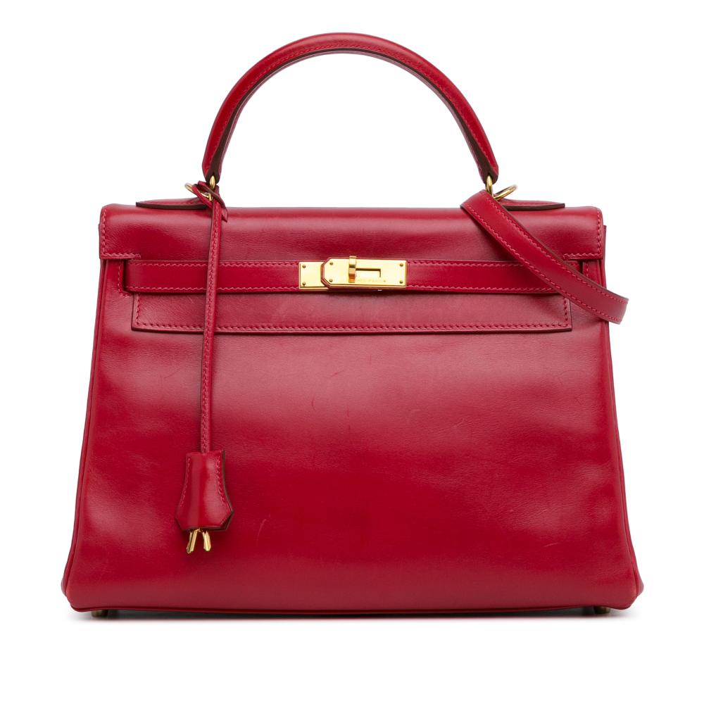 Hermès B Hermès Red Dark Red Calf Leather Tadelakt Kelly Retourne 32 France