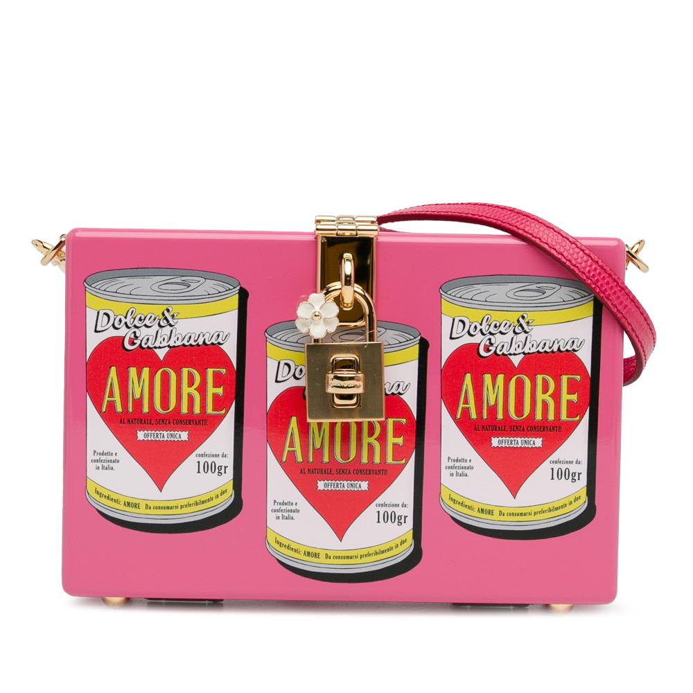 Dolce&Gabbana AB Dolce & Gabbana Pink N/a Other Printed Acrylic Amore Can Box Crossbody Bag Italy