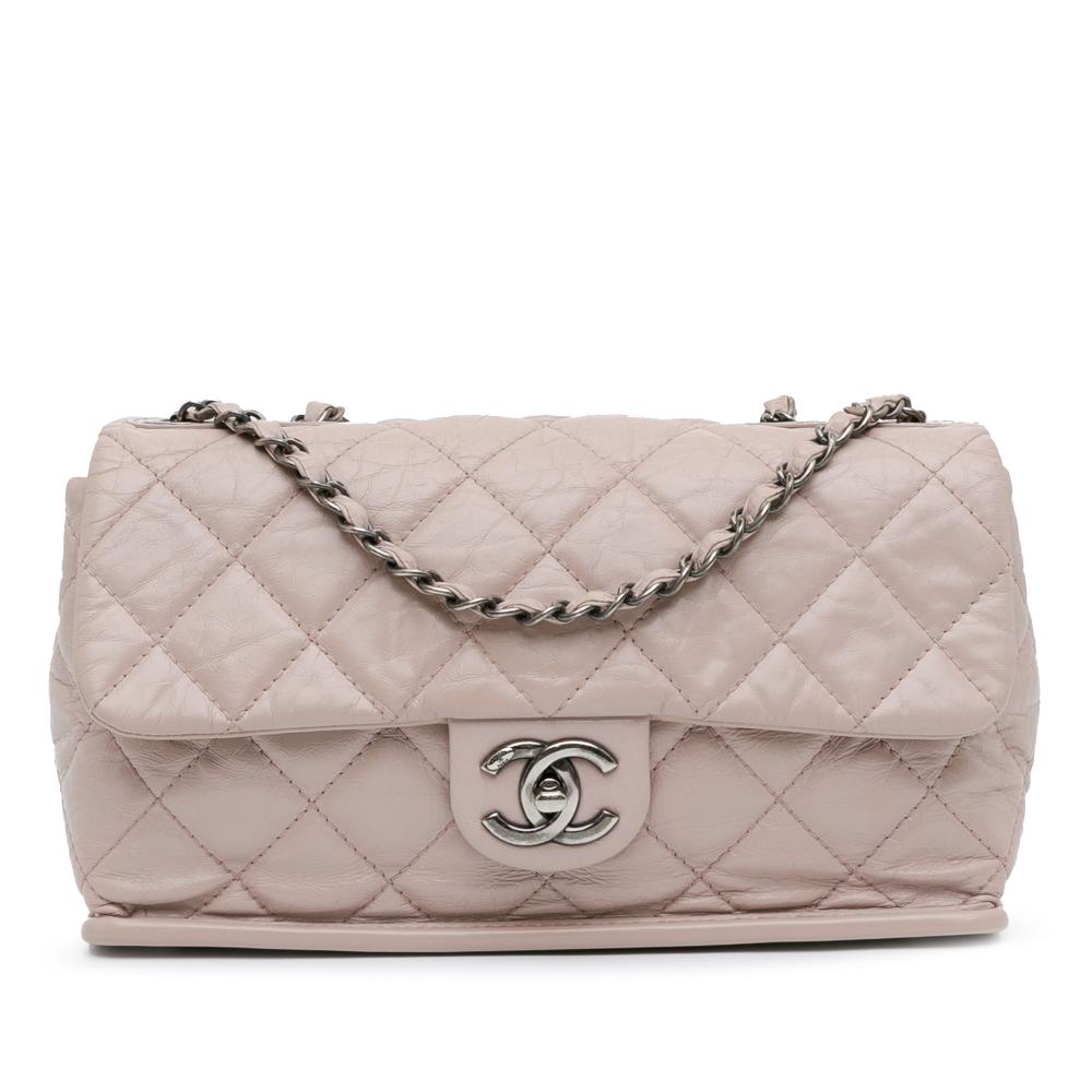 Chanel B Chanel Brown Light Beige Calf Leather Quilted Aged skin Single Flap Italy