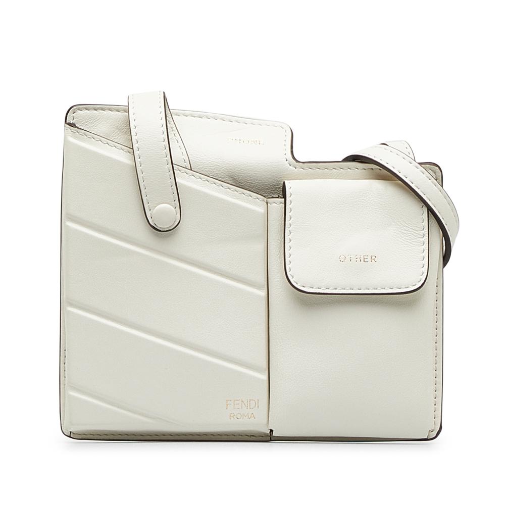 Fendi B Fendi White Calf Leather Bustine Mini Century Italy