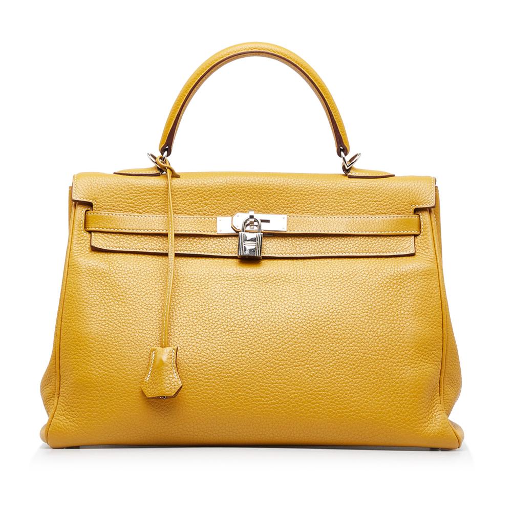 Hermès AB Hermès Yellow Calf Leather Togo Kelly Retourne 35 France