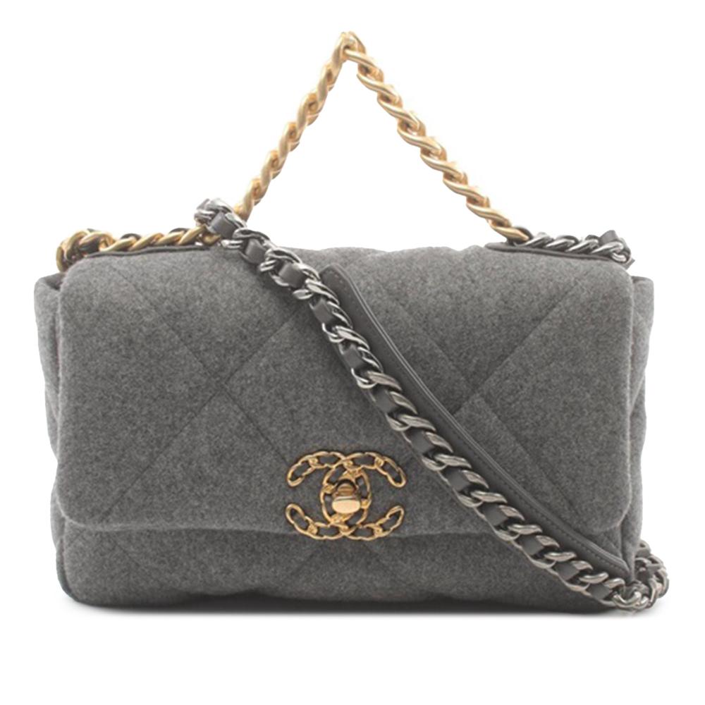 Chanel AB Chanel Gray Wool Fabric Medium 19 Flap Italy