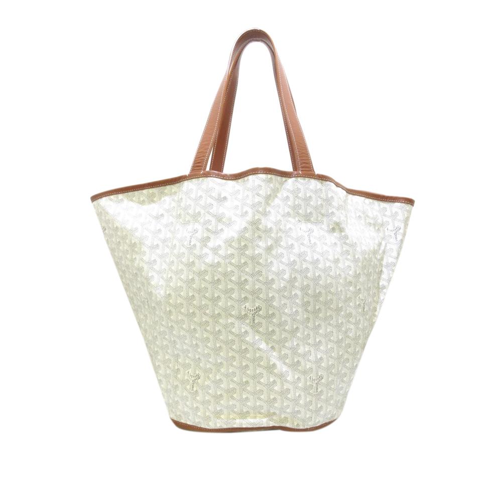 Goyard B Goyard Gray Light Gray with White Coated Canvas Fabric Reversible Belharra Tote France