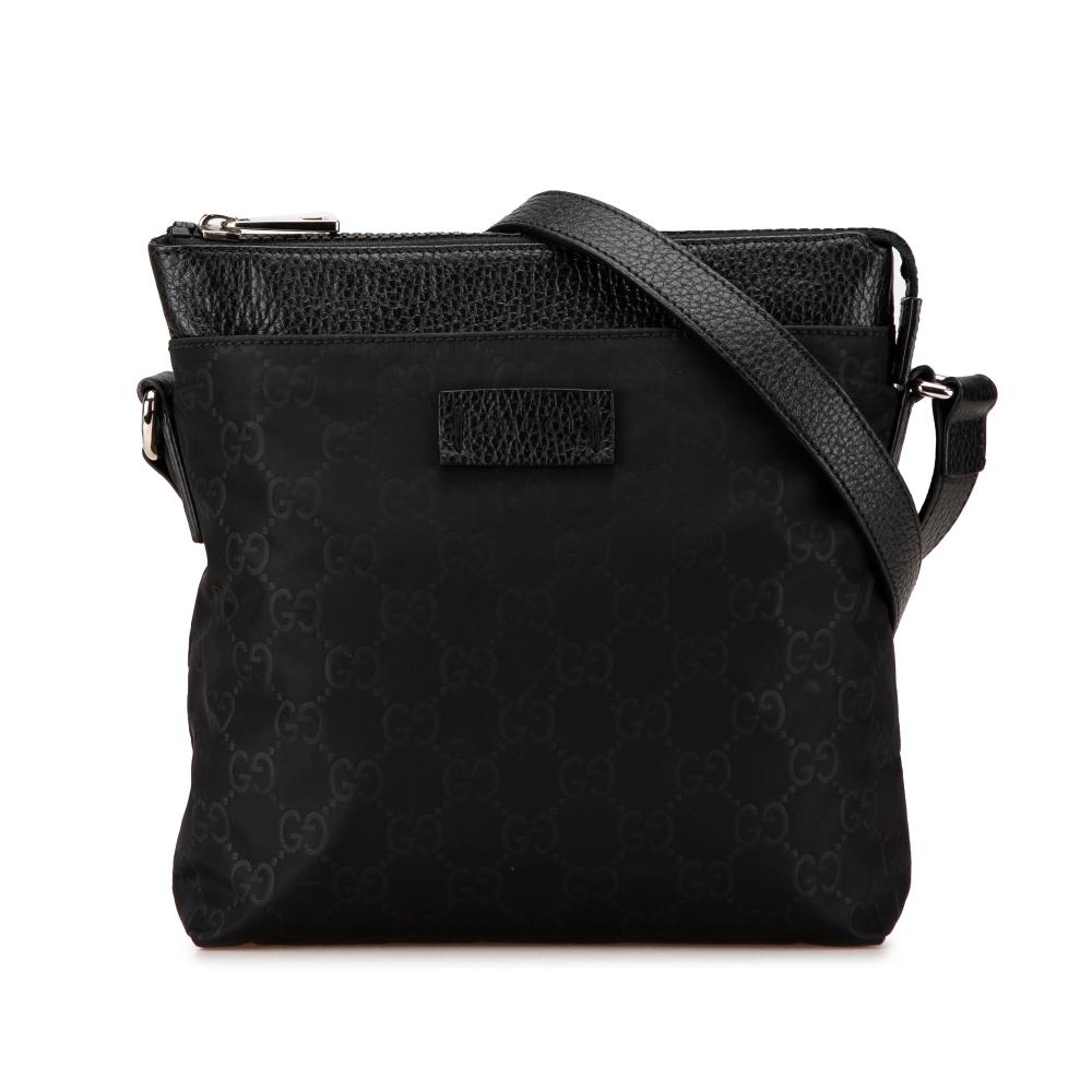 Gucci B Gucci Black Nylon Fabric GG Crossbody Italy