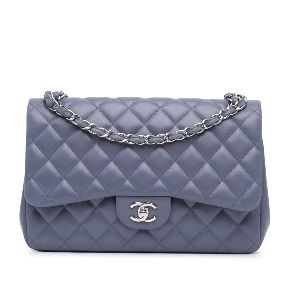 Chanel AB Chanel Purple Lambskin Leather Leather Jumbo Classic Lambskin Double Flap Italy