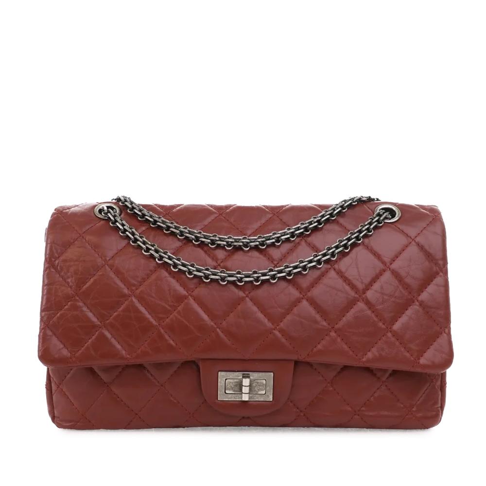 Chanel B Chanel Red Calf Leather Reissue 2.55 Aged skin Double Flap 227 Italy