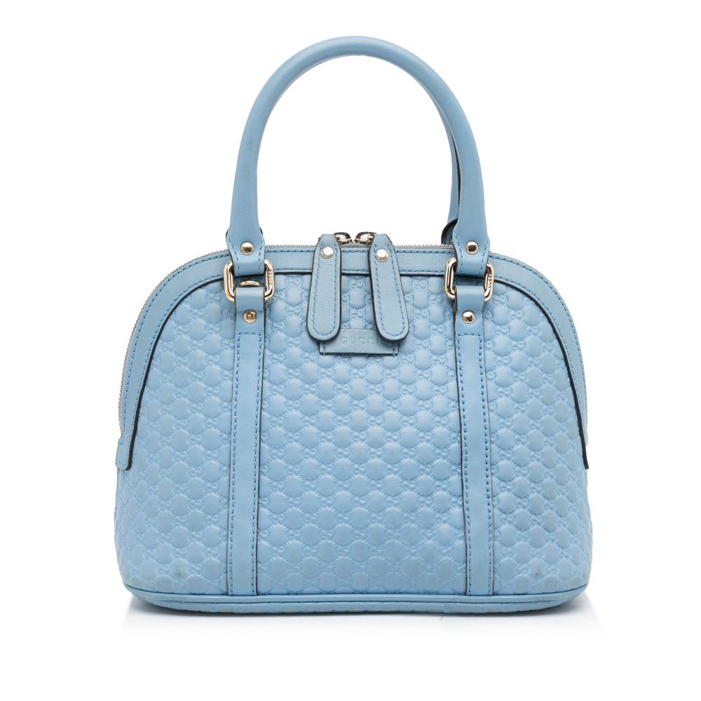 Gucci B Gucci Blue Light Blue Calf Leather Mini Microguccissima Dome Satchel Italy