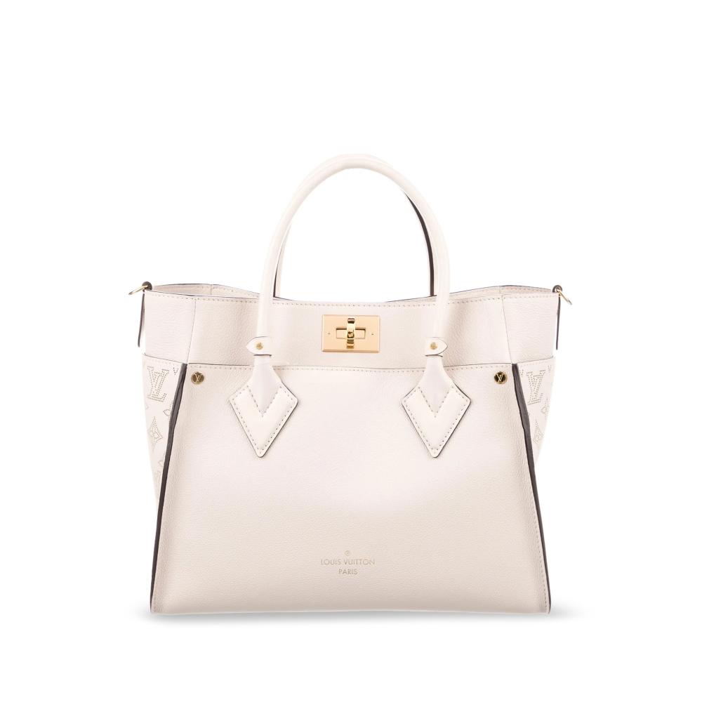 Louis Vuitton AB Louis Vuitton Brown Beige Calf Leather Mahina On My Side MM France