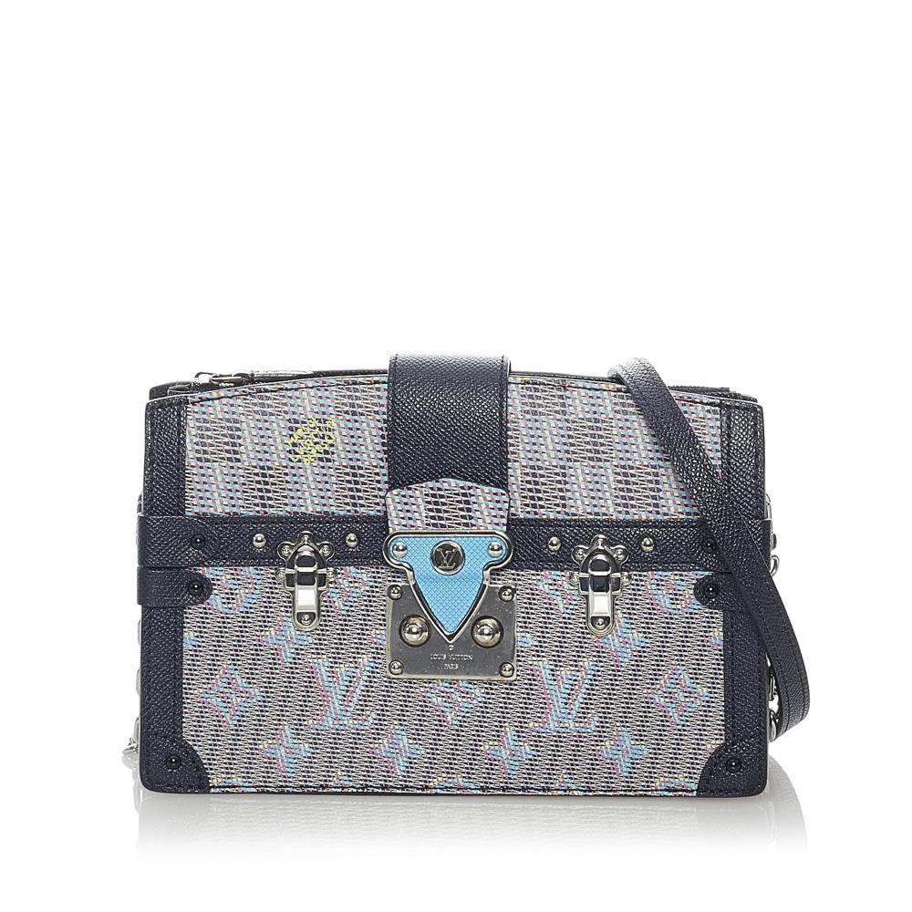 Louis Vuitton AB Louis Vuitton Gray with Blue Monogram Canvas Canvas Monogram Damier Pop Trunk Clutch France