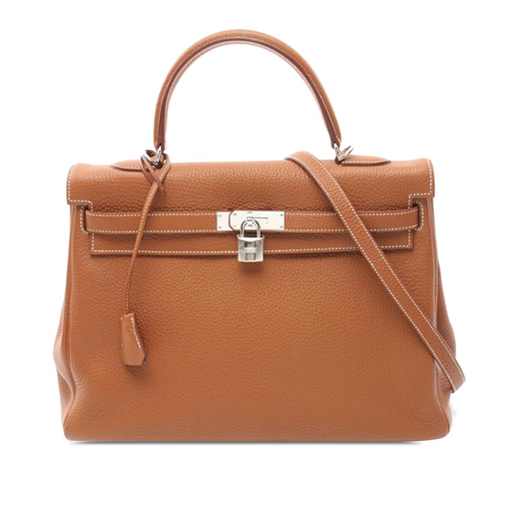 Hermès AB Hermès Brown Calf Leather Clemence Kelly II Retourne 35 France