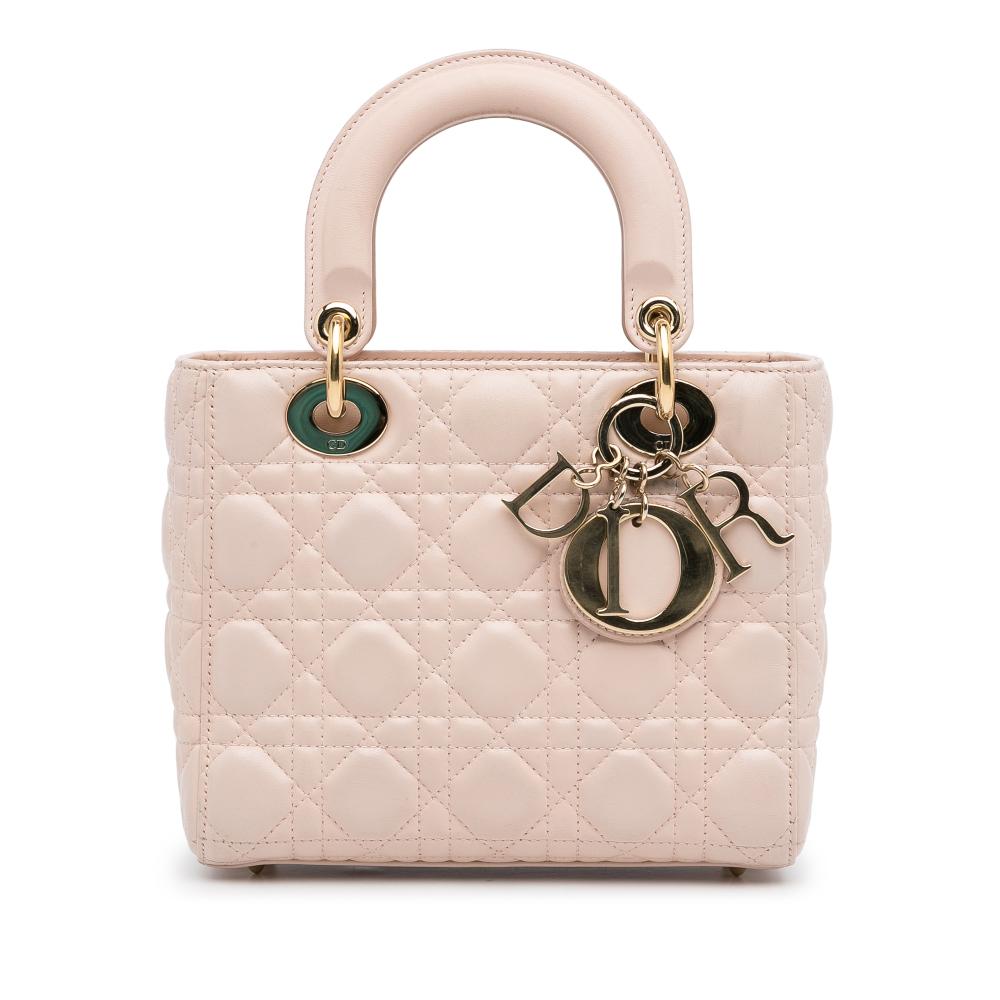 Christian Dior B Dior Pink Light Pink Lambskin Leather Leather Small Lambskin Cannage My ABCDior Lady Dior Italy