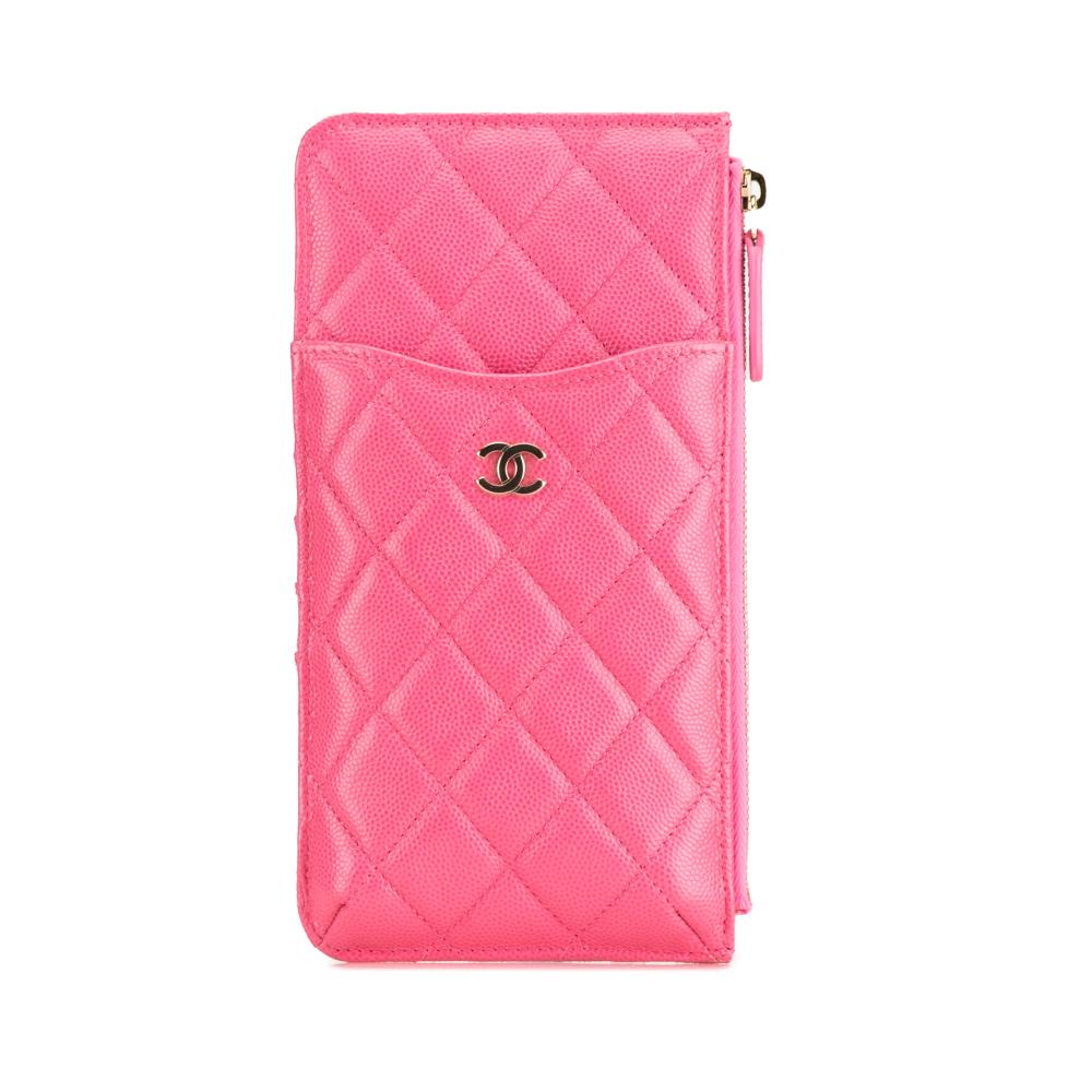 Chanel AB Chanel Pink Caviar Leather Leather CC Quilted Caviar Flat Phone Case Wallet Pouch France