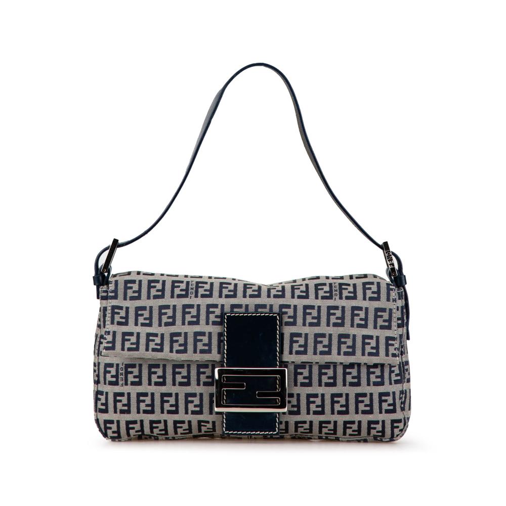 Fendi B Fendi Gray Canvas Fabric Zucchino Baguette Italy