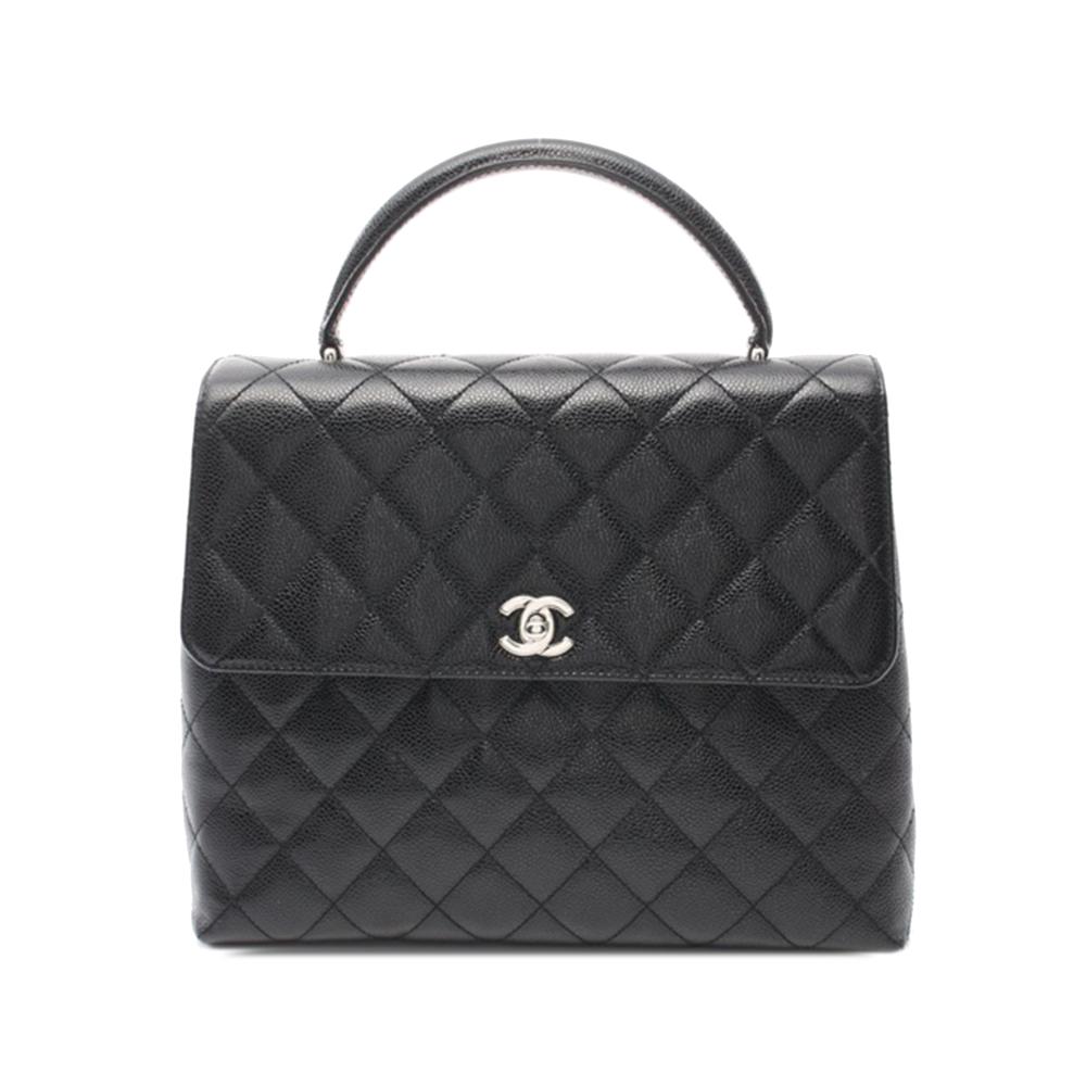 Chanel B Chanel Black Caviar Leather Leather Caviar Kelly Top Handle Bag France