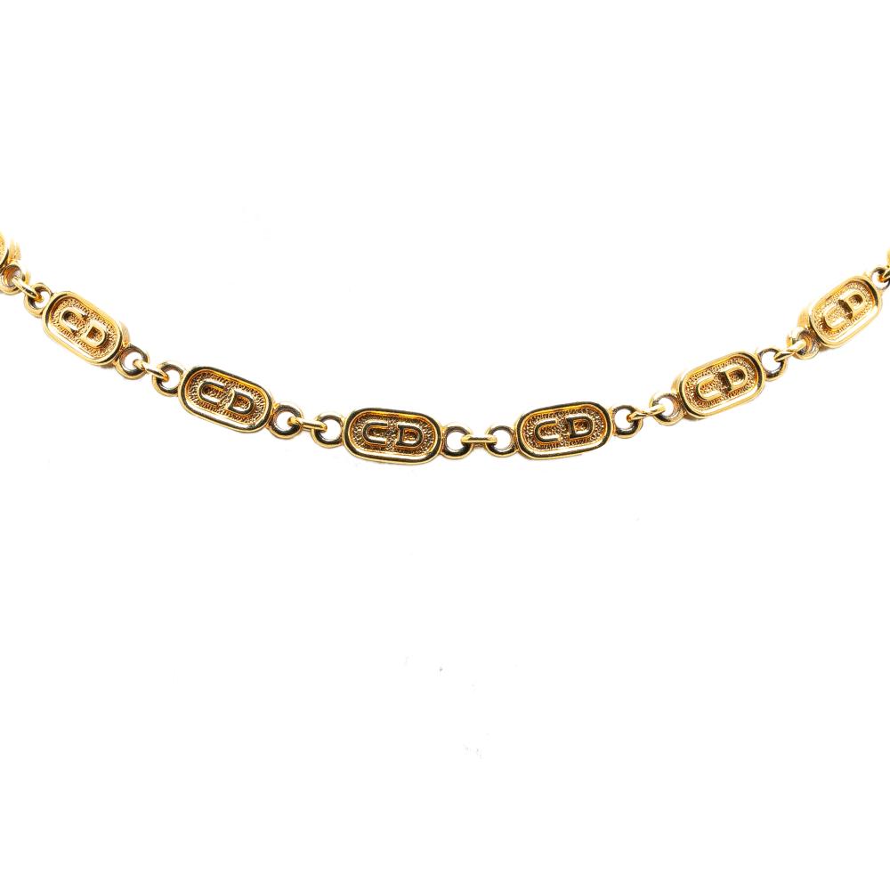 Christian Dior B Dior Gold Gold Plated Metal CD Chain Necklace Germany