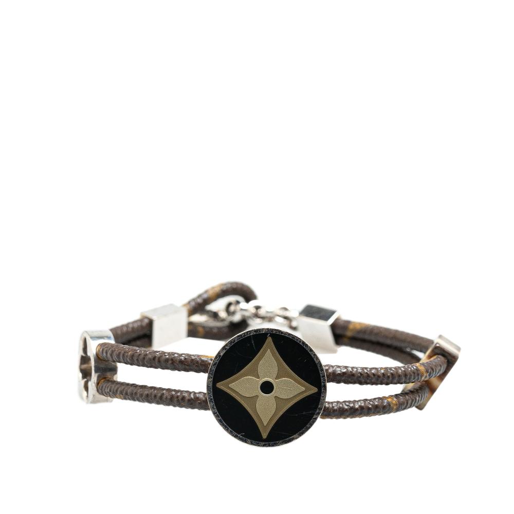 Louis Vuitton Brown Monogram Canvas Canvas Monogram Sterling Silver Brasserie Fleur Bracelet France