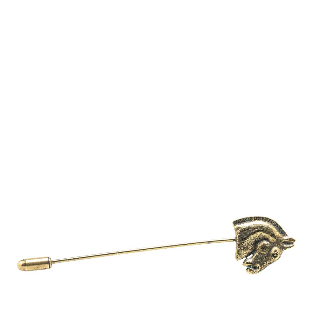 Hermès B Hermès Gold Gold Plated Metal Large Cheval Pin Brooch France