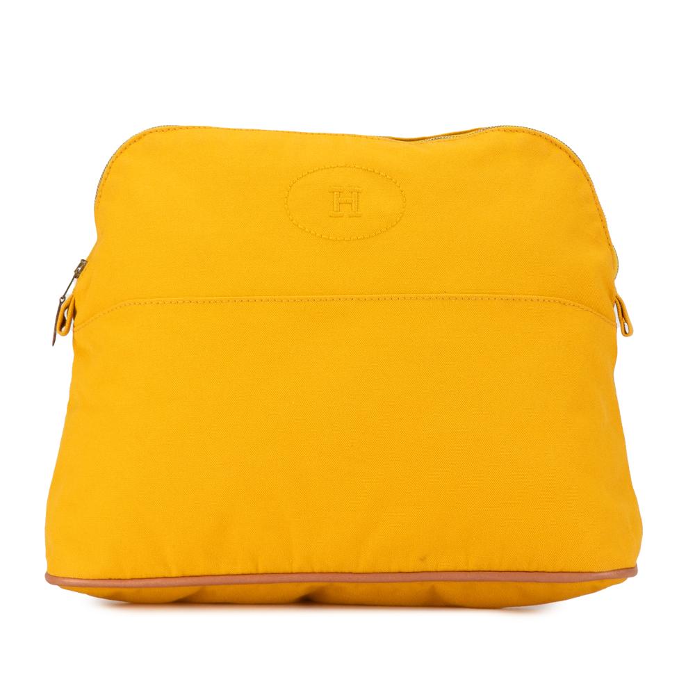 Hermès AB Hermès Yellow Canvas Fabric Toile Bolide Trousse de Voyage GM France