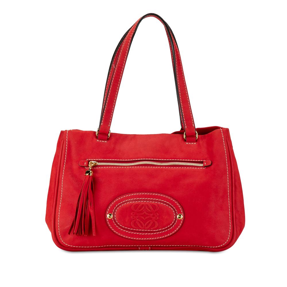 Loewe B LOEWE Red Calf Leather Anagram Tassel Shoulder Bag China