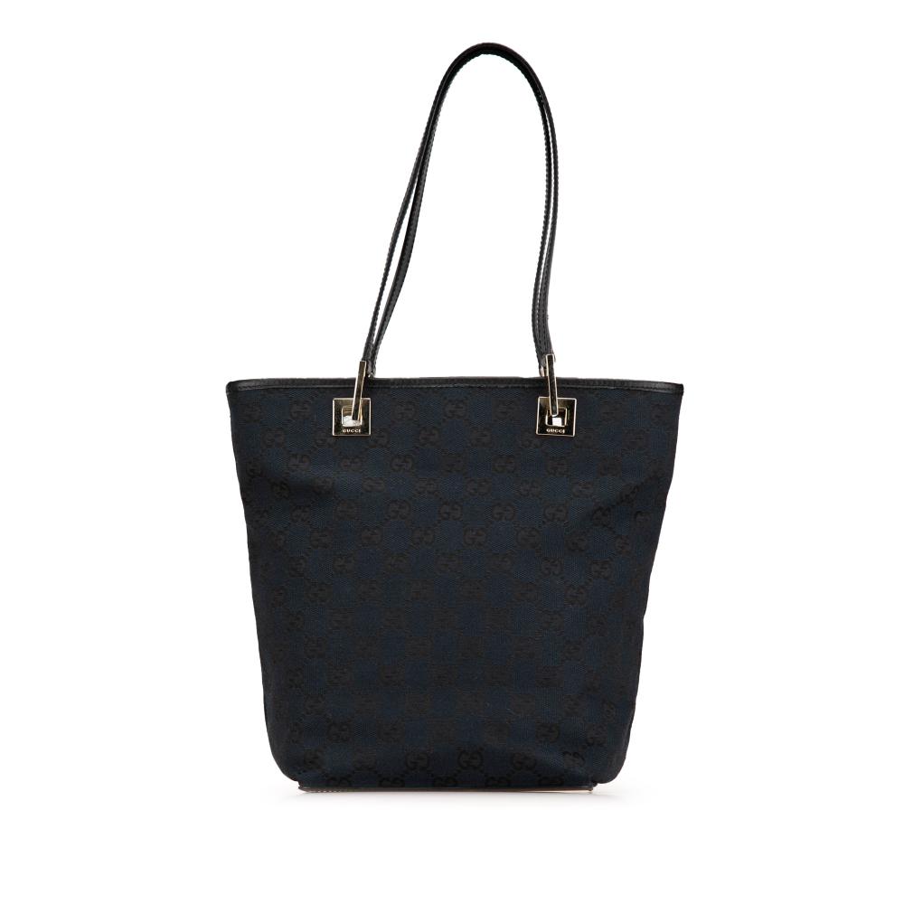 Gucci B Gucci Black Canvas Fabric GG Tote Italy